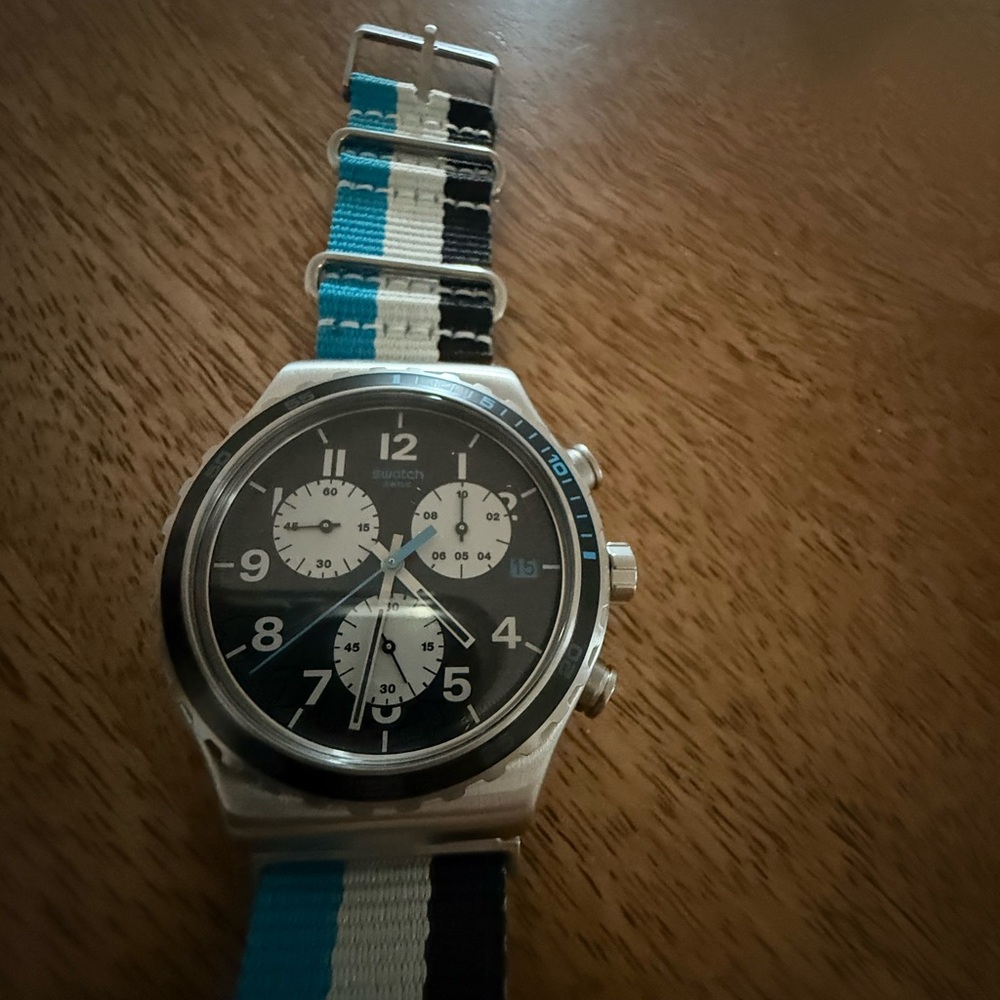 Limited Edition Swatch Irony SKYBOND Chronograph Watch/ Nylon Strap